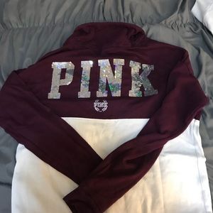 VS pink half zip up crew neck